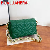 Plaid Shoulder Bag with Thick Chain for Women Handbags Purses Ladies