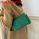 Plaid Shoulder Bag with Thick Chain for Women Handbags Purses Ladies