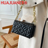 Plaid Shoulder Bag with Thick Chain for Women Handbags Purses Ladies
