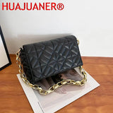 Plaid Shoulder Bag with Thick Chain for Women Handbags Purses Ladies