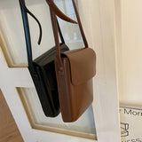 Large Capacity Crossbody Bag for Women Solid Color Flap Purse