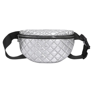 Waterproof PU Leather Puffy Fanny Pack Crossbody Bag for Women