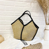 Rattan Women Shoulder Bags Straw Woven Handbags Large Beach Totes Purse