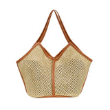 Rattan Women Shoulder Bags Straw Woven Handbags Large Beach Totes Purse