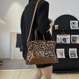 Leopard Print Crossbody Bag Retro Rivet Handbag