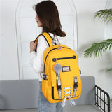 Canvas Backpack for Women USB Port Large Capacity Schoolbag