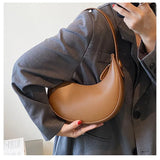 Women's Half Moon Crossbody Bag PU Leather Shoulder Handbag