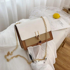 Small Women Bags Chain Shoulder Bag Ladies Hit Stitching Bag PU Mini Square Bag