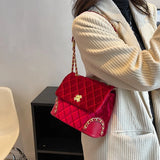 Vintage Suede Chain Crossbody Shoulder Bag Women Ladies Handbag