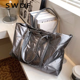Winter Down Women Shoulder Bag Large Capacity Tote Handbags Nylon Shopping Bag