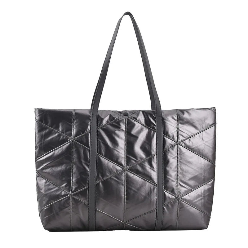 Winter Down Women Shoulder Bag Large Capacity Tote Handbags Nylon Shopping Bag