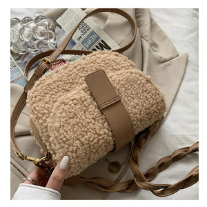 Winter Plush Women's Handbag Saddle Shoulder Strap Small Armpit Bag