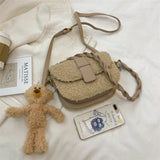 Winter Plush Women's Handbag Saddle Shoulder Strap Small Armpit Bag
