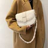 Winter Plush Women's Handbag Saddle Shoulder Strap Small Armpit Bag
