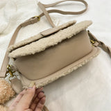 Winter Plush Women's Handbag Saddle Shoulder Strap Small Armpit Bag