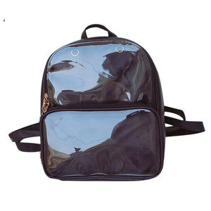 Transparent Student Bags Versatile Leather Backpack Women Travel Bag