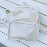 Transparent Student Bags Versatile Leather Backpack Women Travel Bag