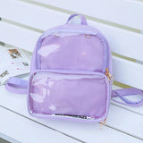 Transparent Student Bags Versatile Leather Backpack Women Travel Bag