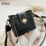 Vintage Women's Bucket Bag Wide Shoulder Strap Retro Crossbody Tote