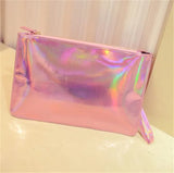 Women Laser Evening Bags Hologram Envelope Silver Pink Clutch