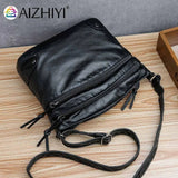 Multi-pocket Bucket Shoulder Bag Washed Pu Leather Crossbody