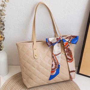 Women Shoulder Bag PU Leather Rhombic Embroidery Handbag Tote Bag