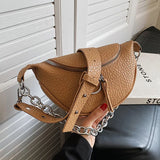 Women Waist Bag Brown Chain Crossbody Bags Chest Bags Female Belt Bag