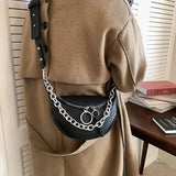 Women Waist Bag Brown Chain Crossbody Bags Chest Bags Female Belt Bag