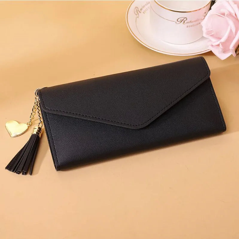 Women's Zipper Clutch Wallet Soft PU Leather Gray Red Long Purse