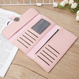 Women Wallets Zipper Purses Red Long Clutch Soft PU Leather Money Bag