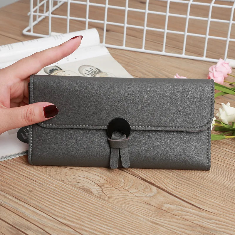 Women Wallets Zipper Purses Red Long Clutch Soft PU Leather Money Bag