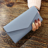 Women's Zipper Clutch Wallet Soft PU Leather Gray Red Long Purse