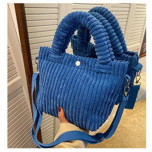 Corduroy Crossbody Bag Women Winter Bucket Handbag Small