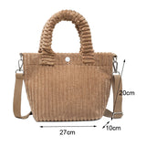 Corduroy Crossbody Bag Women Winter Bucket Handbag Small
