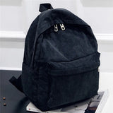 Corduroy Student Girls Casual Rucksack School Bag For Teens