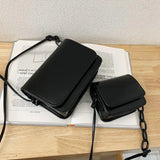 Women's Chain Flap Crossbody Bag Candy PU Leather Handbag