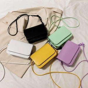 Women's Chain Flap Crossbody Bag Candy PU Leather Handbag