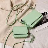 Women's Chain Flap Crossbody Bag Candy PU Leather Handbag