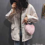 Plush Heart Women's Handbag Chain Shoulder Messenger bag