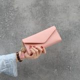 Women's Zipper Wallet Soft PU Leather Clutch - Purple Gray Red