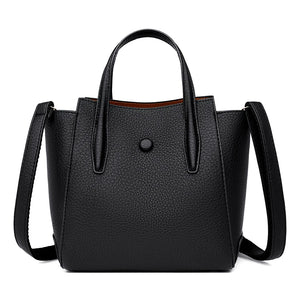 Fashionable Girls Handbags Bucket Shoulder Bags Multi-Zipper PU Leather
