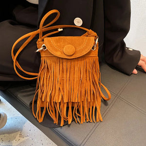 Fashionable Tassels Women Bags PU Leather Handbag Large Capacity Crossbody
