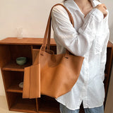 Women Casual Tote Bags PU Leather Shoulder Large Capacity Crossbody Soft Handbag