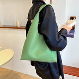 Women Casual Tote PU Leather Shoulder Bucket Bag Large Capacity