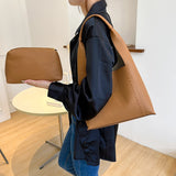 Women Casual Tote PU Leather Shoulder Bucket Bag Large Capacity