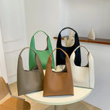 Women Casual Tote PU Leather Shoulder Bucket Bag Large Capacity