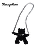 Gothic Crossbody Bag Doll Bear Shape Shoulder Bag Coin Purse Female Wallet