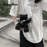 Gothic Crossbody Bag Doll Bear Shape Shoulder Bag Coin Purse Female Wallet
