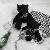 Gothic Crossbody Bag Doll Bear Shape Shoulder Bag Coin Purse Female Wallet