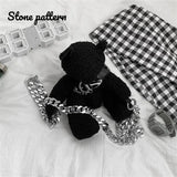 Gothic Crossbody Bag Doll Bear Shape Shoulder Bag Coin Purse Female Wallet